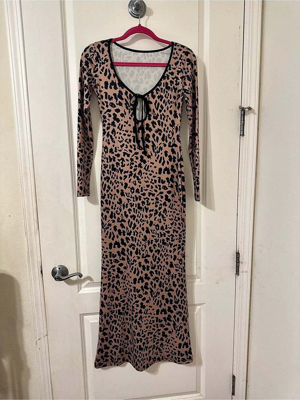 Animal Print Long Sleeve Midi Dress